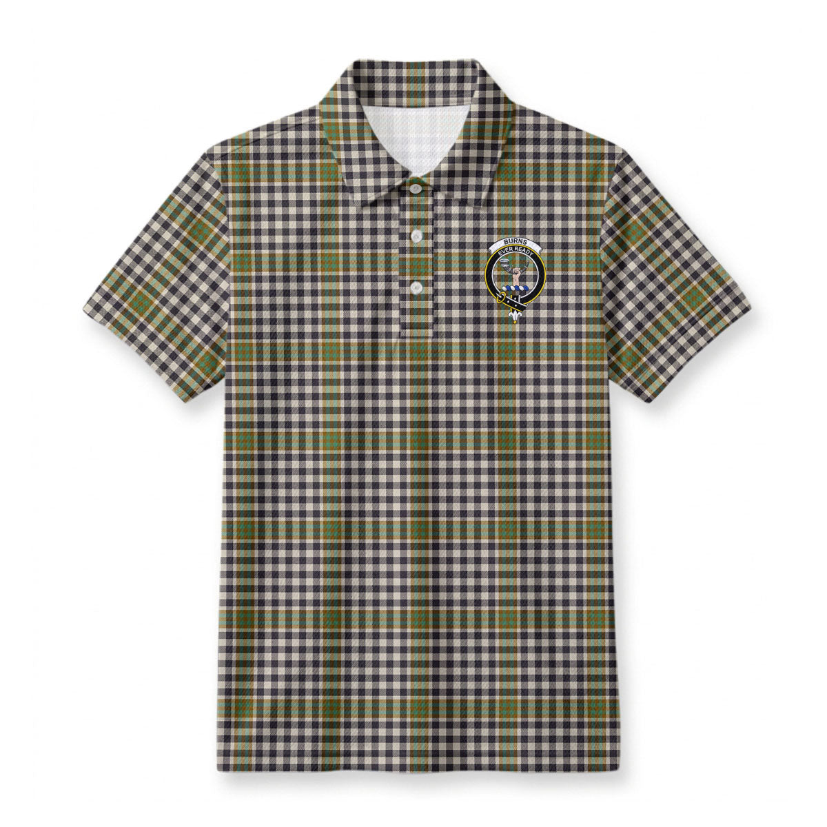Burns Check Tartan Crest Birdseye Mesh Polo Shirt
