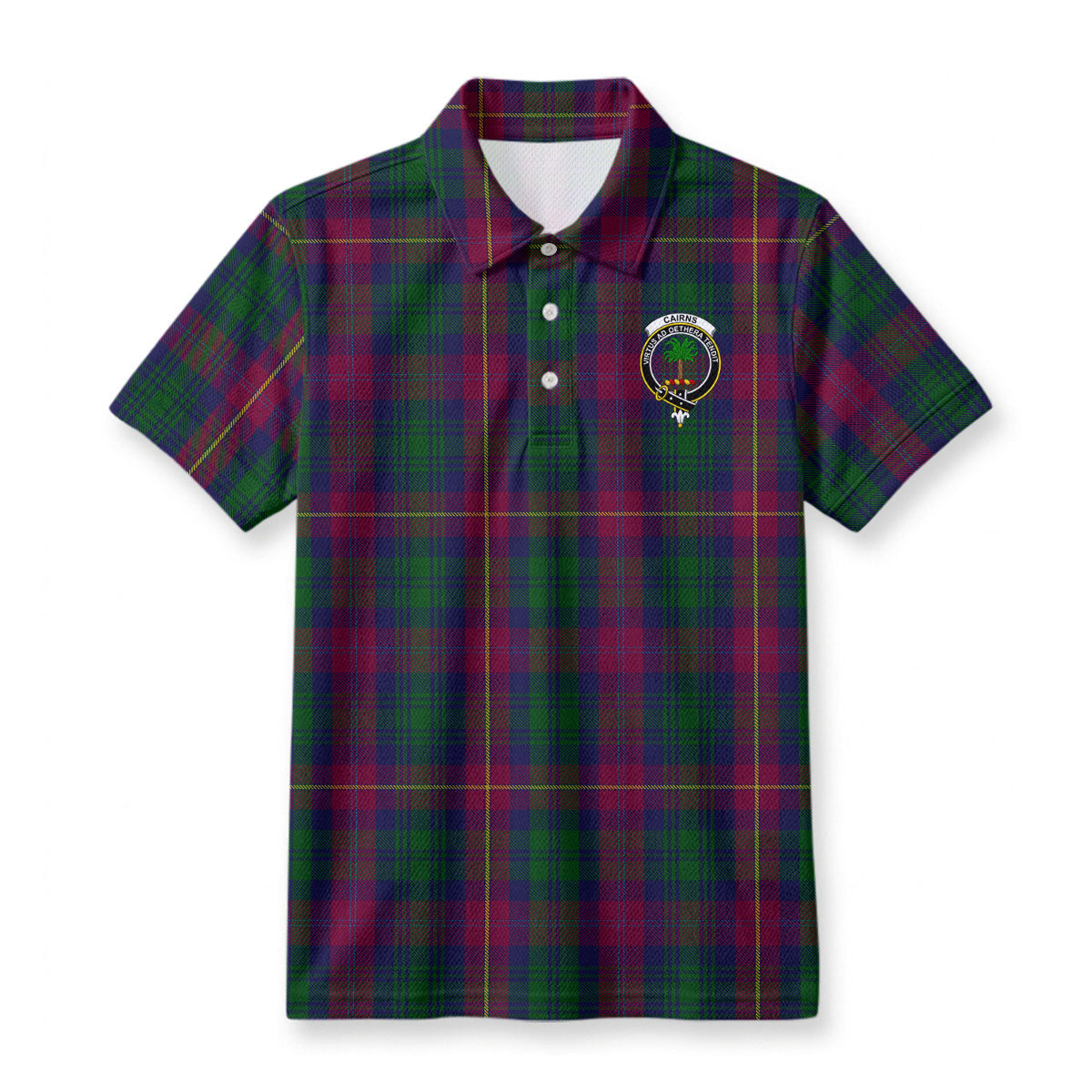 Cairns Tartan Crest Birdseye Mesh Polo Shirt