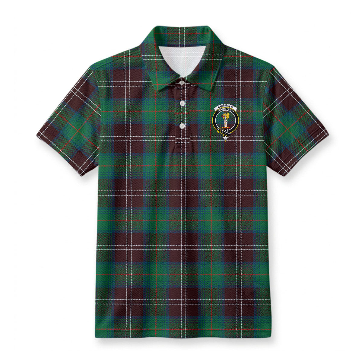 Chisholm Hunting Ancient Tartan Crest Birdseye Mesh Polo Shirt