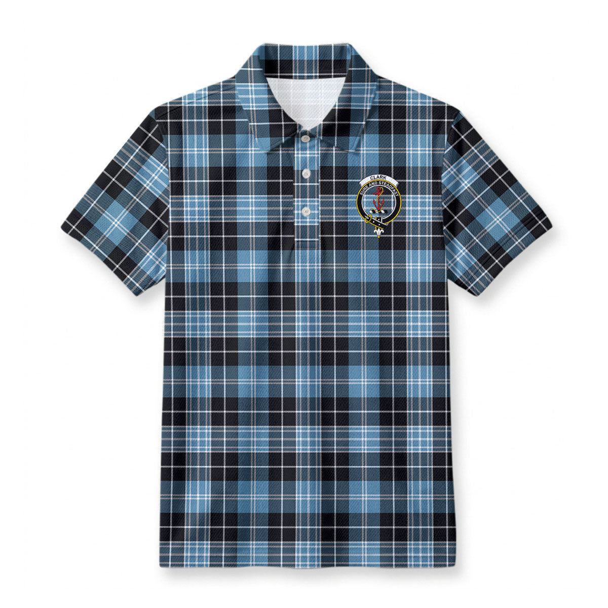 Clark Ancient Tartan Crest Birdseye Mesh Polo Shirt