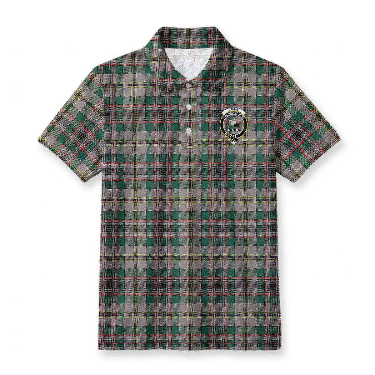 Craig Ancient Tartan Crest Birdseye Mesh Polo Shirt