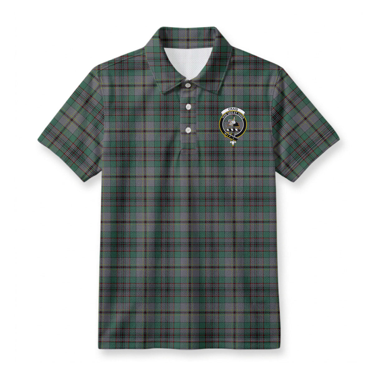 Craig Tartan Crest Birdseye Mesh Polo Shirt