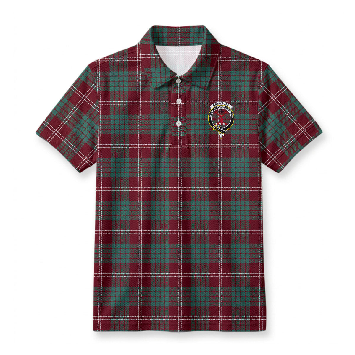 Crawford Modern Tartan Crest Birdseye Mesh Polo Shirt