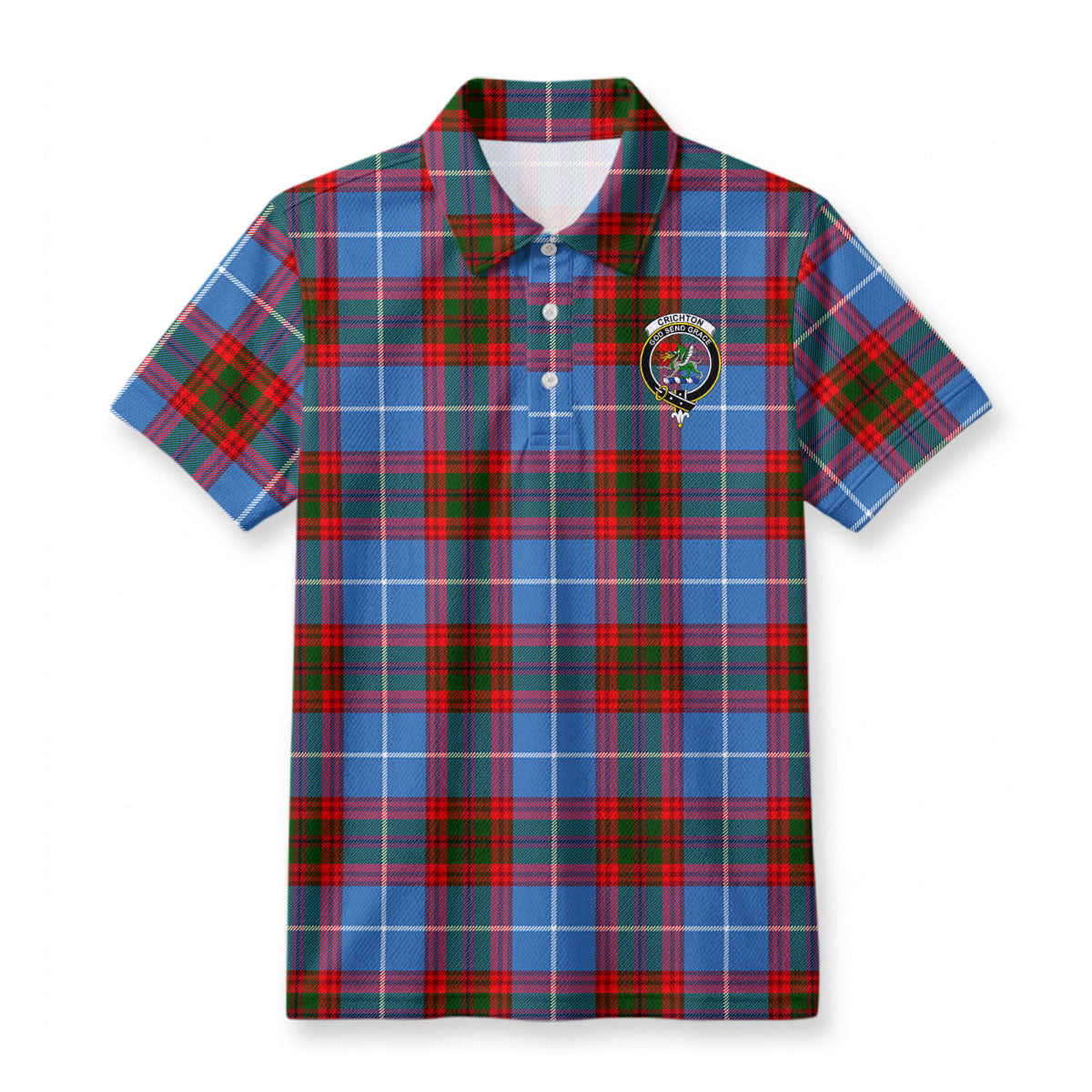 Crichton Tartan Crest Birdseye Mesh Polo Shirt