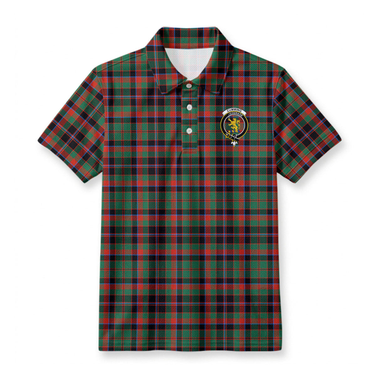 Cumming Hunting Ancient Tartan Crest Birdseye Mesh Polo Shirt
