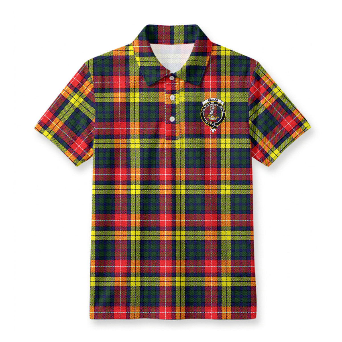 Dewar Tartan Crest Birdseye Mesh Polo Shirt
