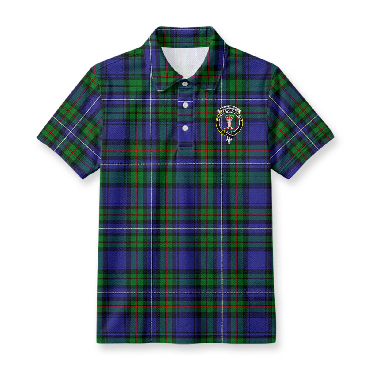 Donnachaidh Tartan Crest Birdseye Mesh Polo Shirt