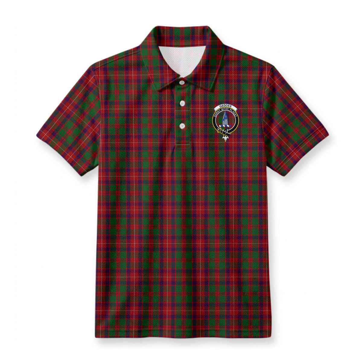 Geddes Tartan Crest Birdseye Mesh Polo Shirt