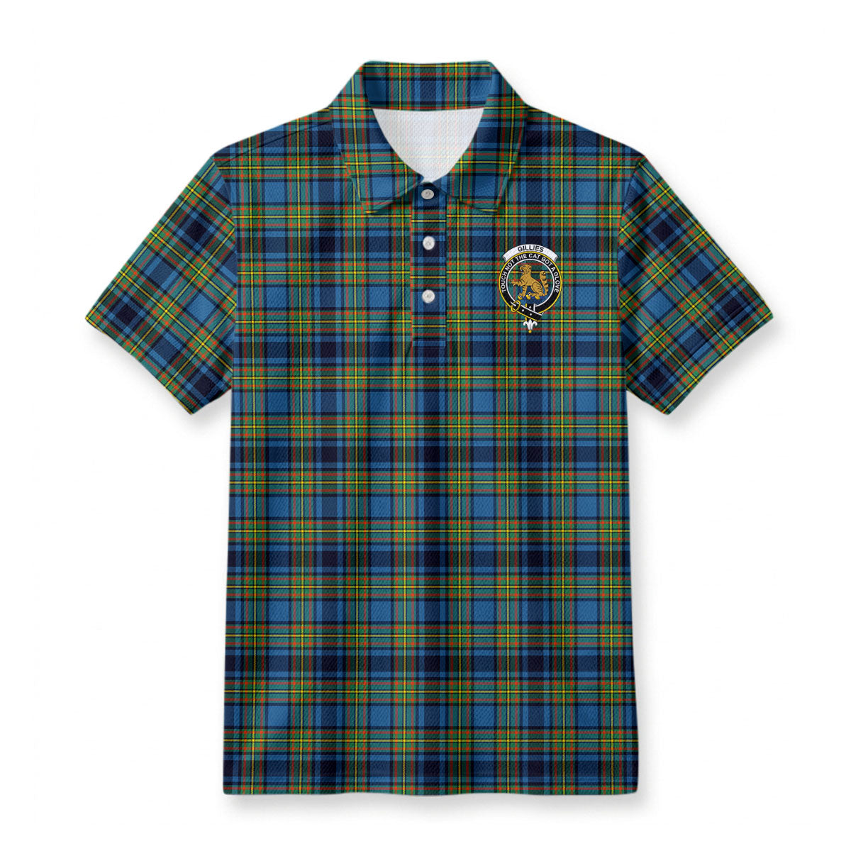 Gillies Ancient Tartan Crest Birdseye Mesh Polo Shirt