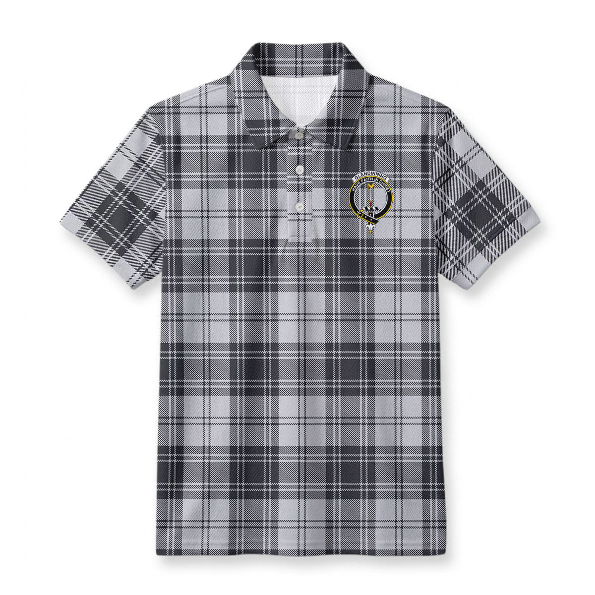 Glendinning Tartan Crest Birdseye Mesh Polo Shirt