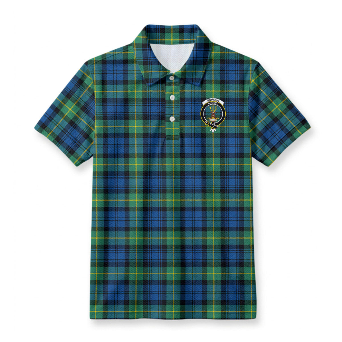 Gordon Ancient Tartan Crest Birdseye Mesh Polo Shirt