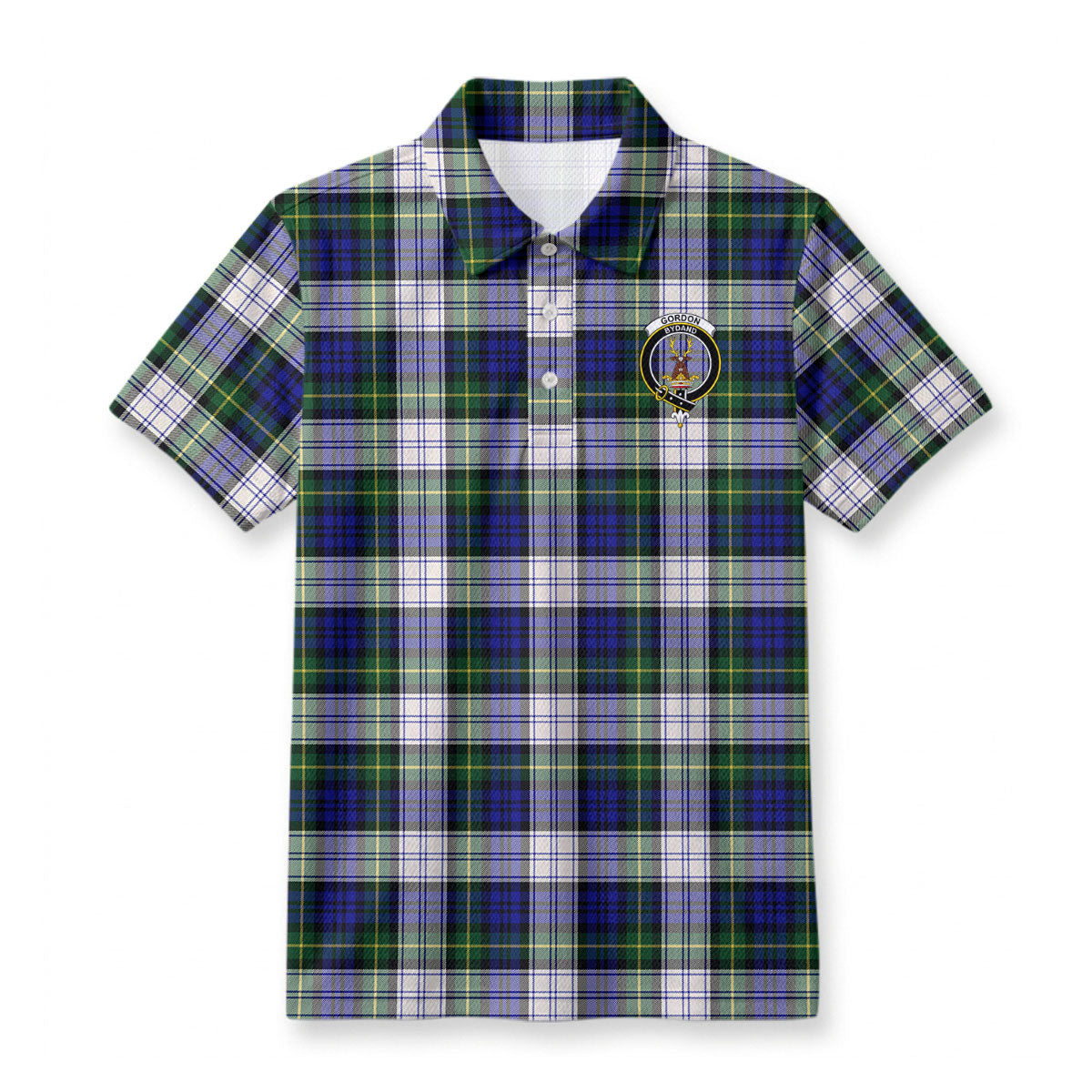Gordon Dress Modern Tartan Crest Birdseye Mesh Polo Shirt