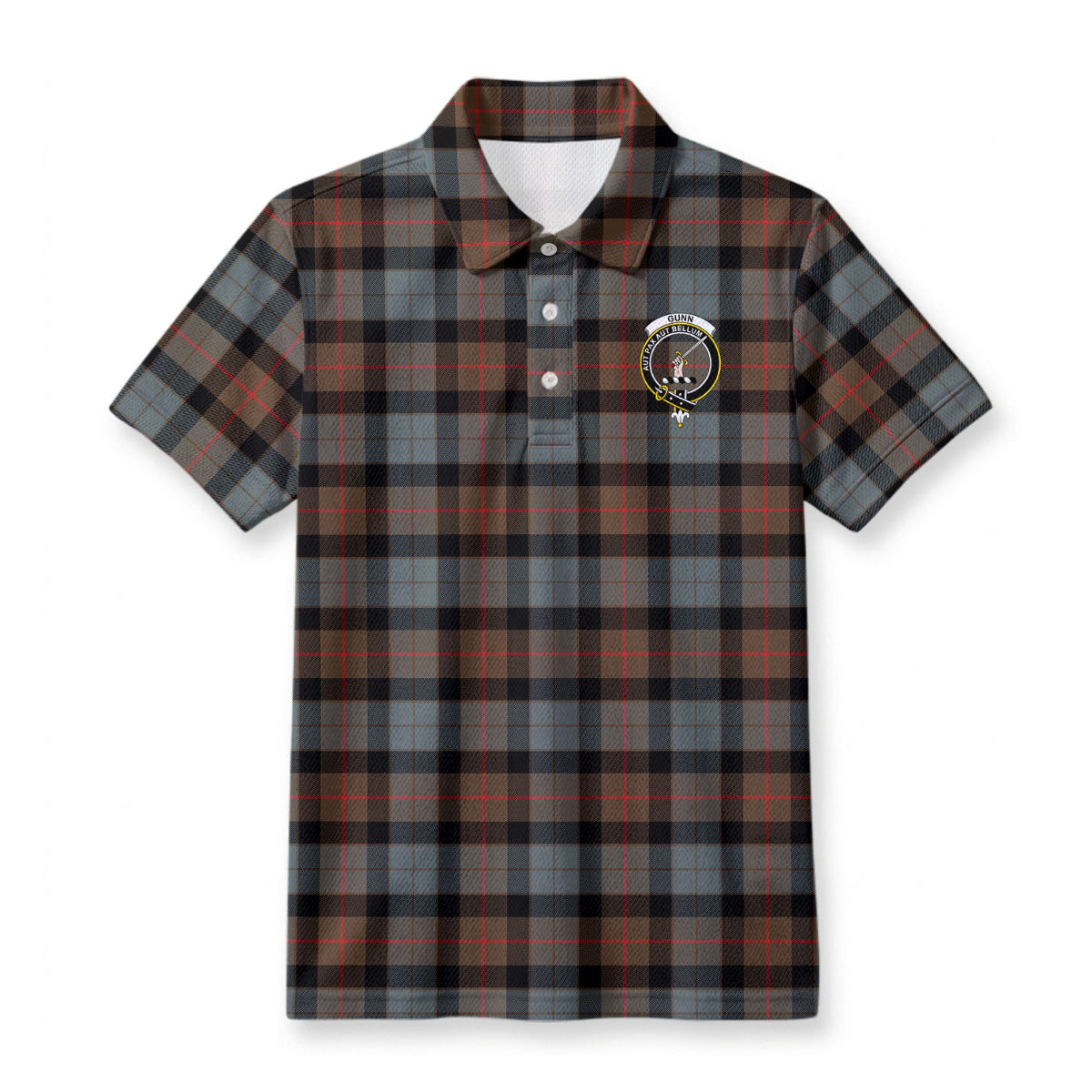 Gunn Weathered Tartan Crest Birdseye Mesh Polo Shirt