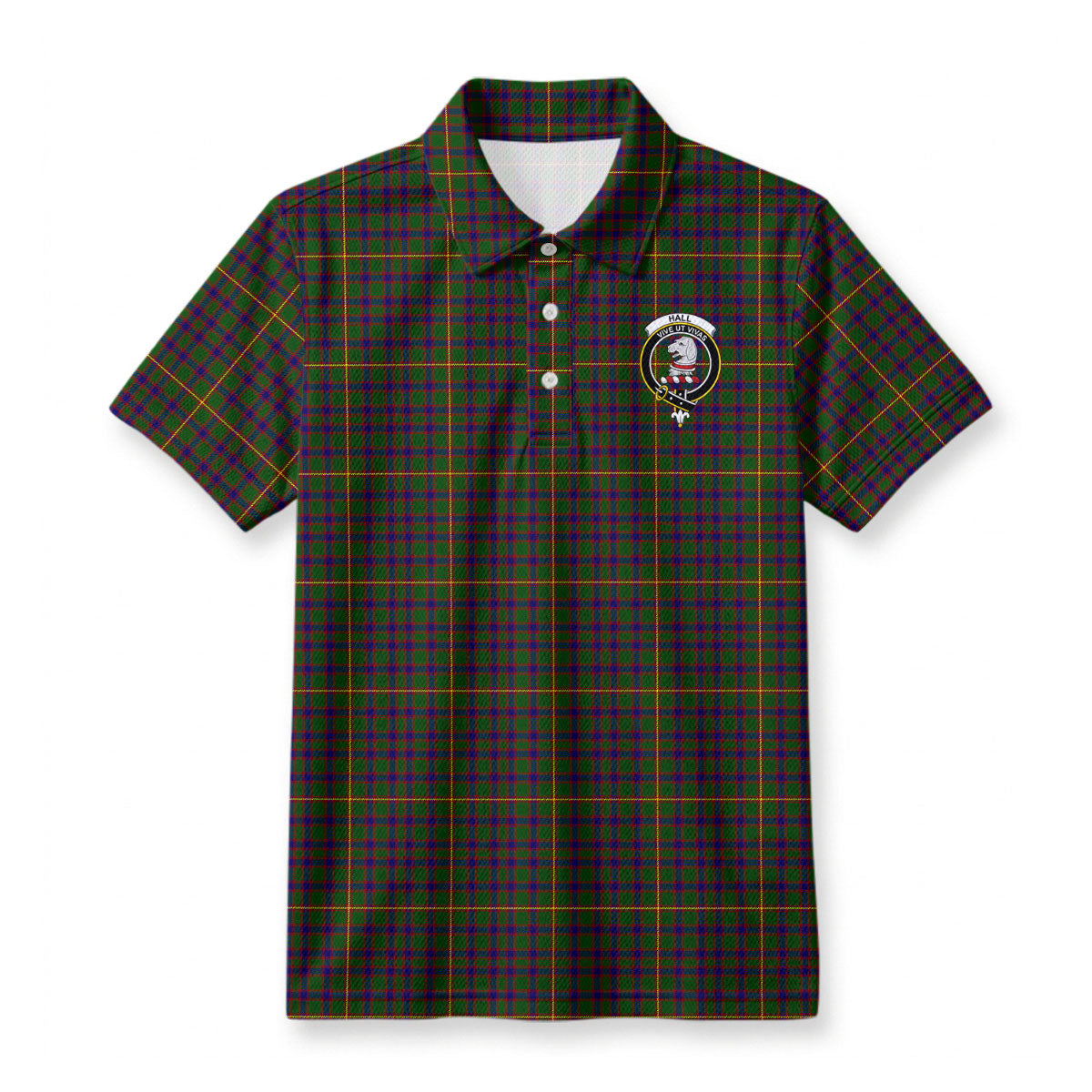 Hall Tartan Crest Birdseye Mesh Polo Shirt