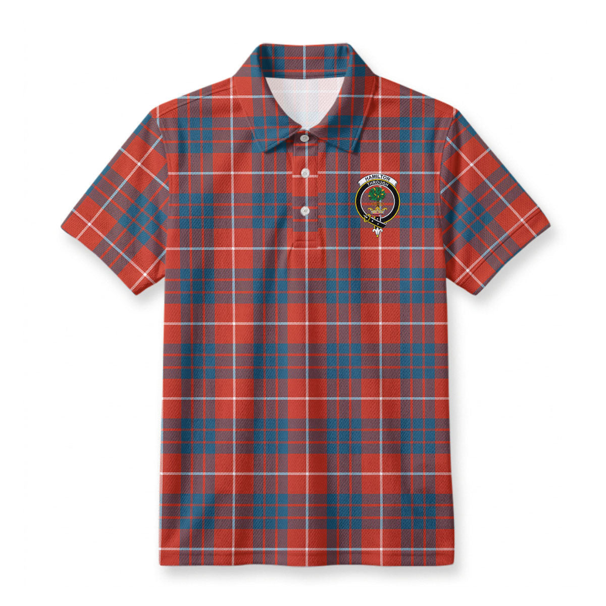 Hamilton Ancient Tartan Crest Birdseye Mesh Polo Shirt