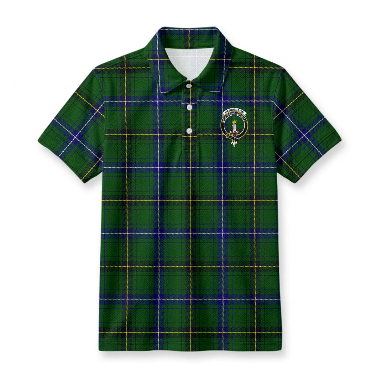 Henderson Modern Tartan Crest Birdseye Mesh Polo Shirt