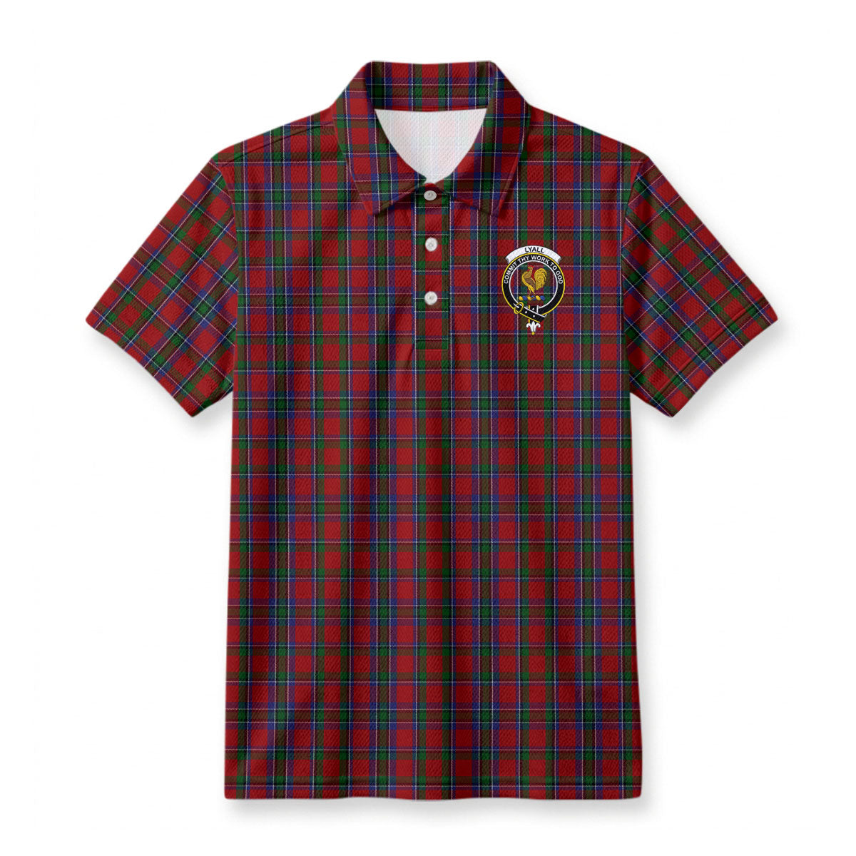 Lyall Tartan Crest Birdseye Mesh Polo Shirt