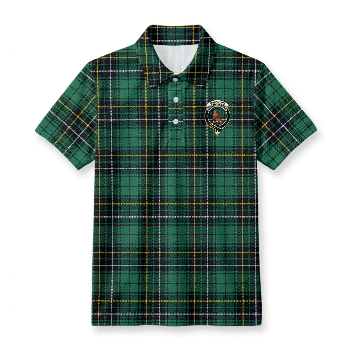 MacAlpine Ancient Tartan Crest Birdseye Mesh Polo Shirt