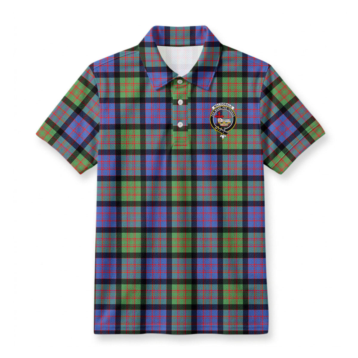 MacDonald Ancient Tartan Crest Birdseye Mesh Polo Shirt