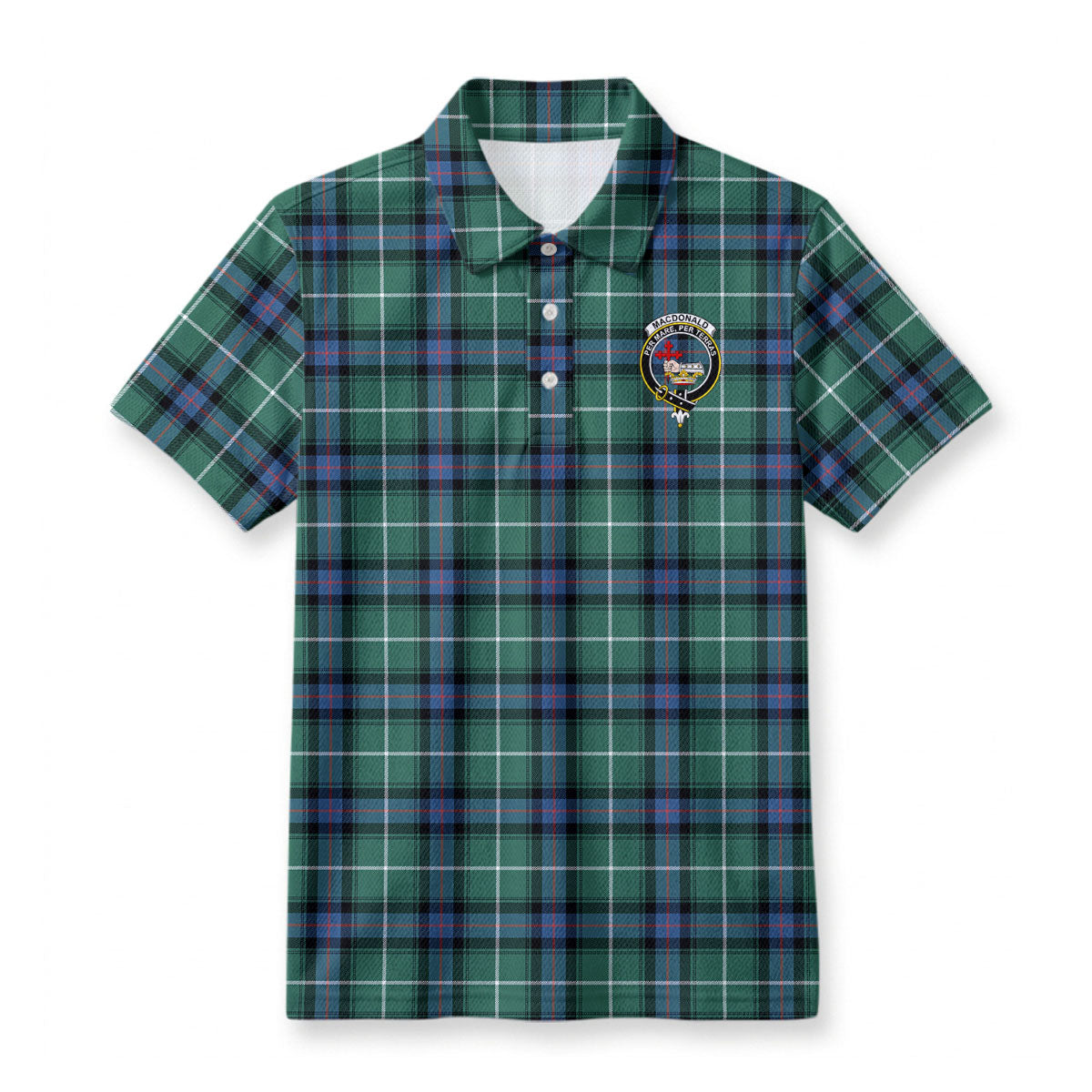 MacDonald of the Isles Hunting Ancient Tartan Crest Birdseye Mesh Polo Shirt