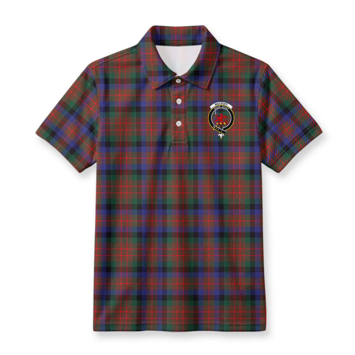 MacDuff Hunting Modern Tartan Crest Birdseye Mesh Polo Shirt