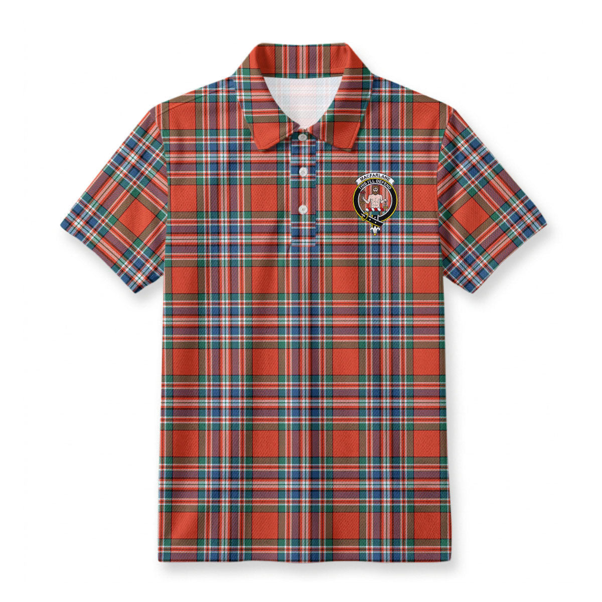 MacFarlane Ancient Tartan Crest Birdseye Mesh Polo Shirt