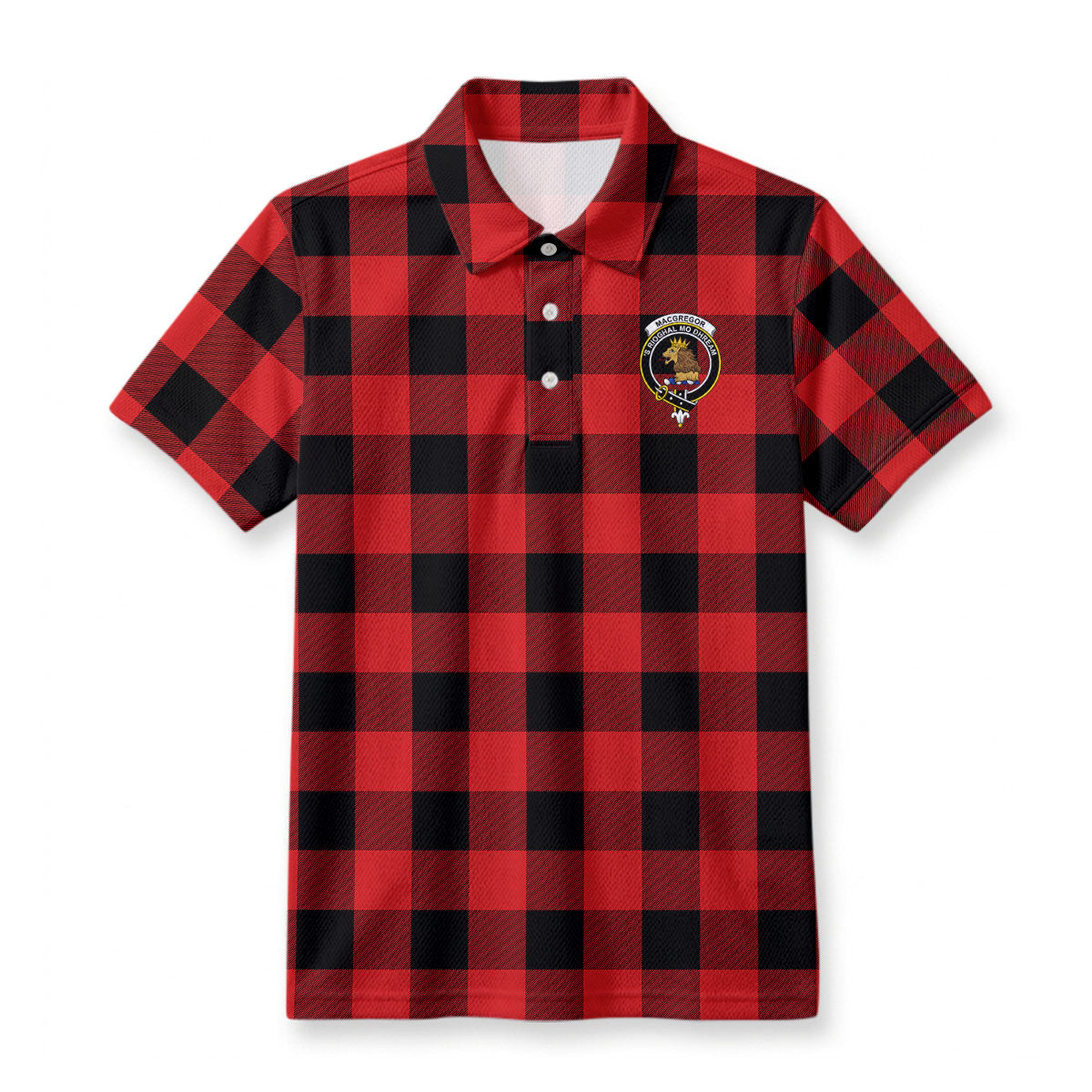 MacGregor Rob Roy Modern Tartan Crest Birdseye Mesh Polo Shirt