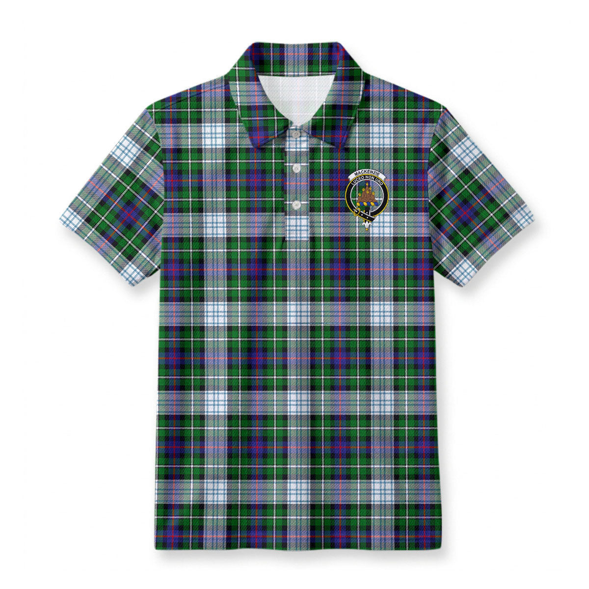 MacKenzie Dress Modern Tartan Crest Birdseye Mesh Polo Shirt