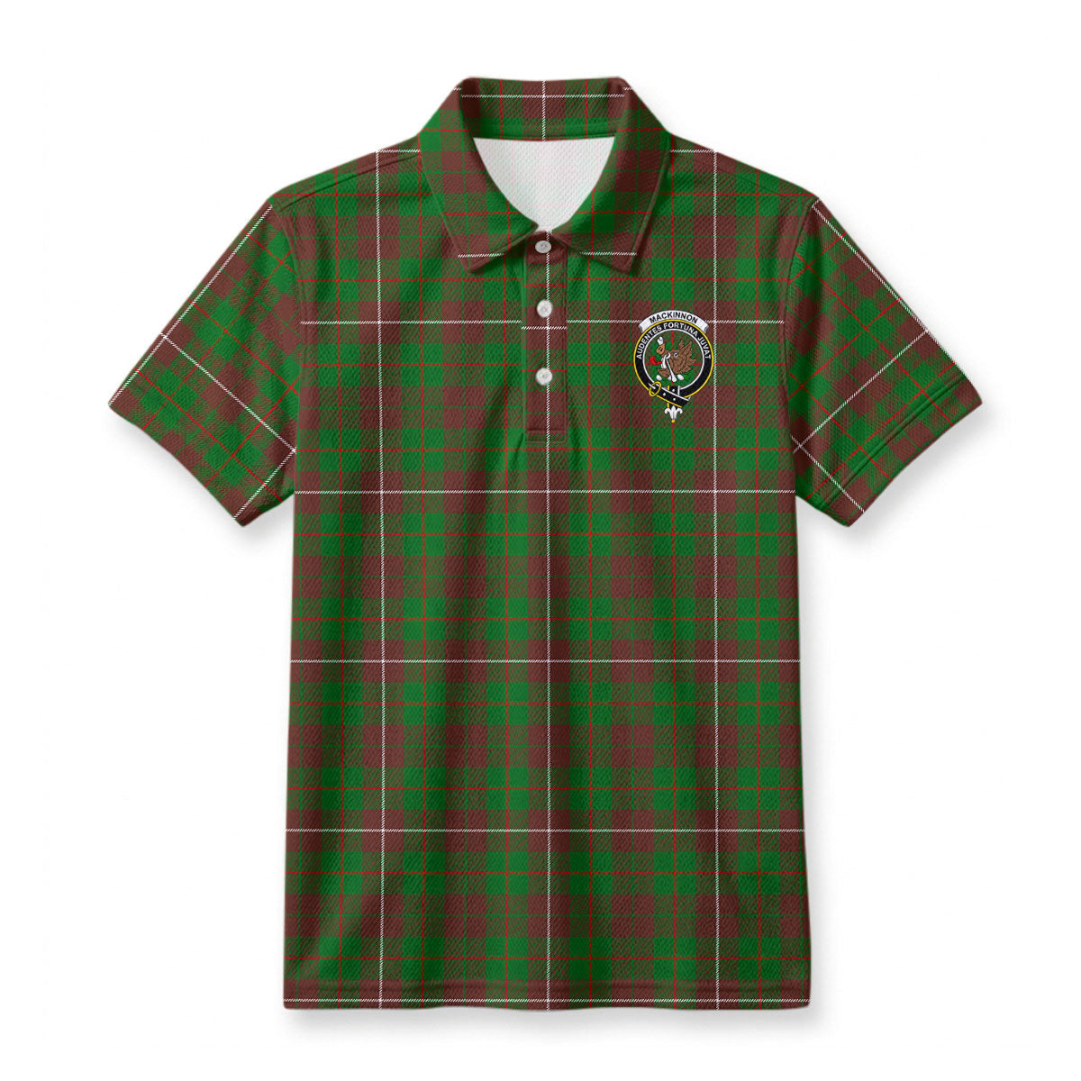 MacKinnon Hunting Modern Tartan Crest Birdseye Mesh Polo Shirt