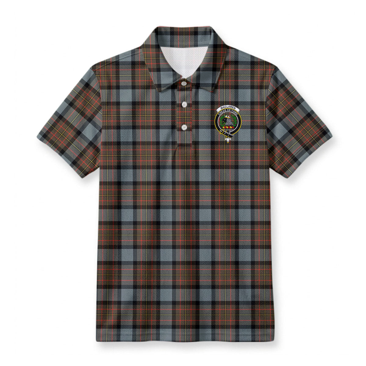 MacLaren Weathered Tartan Crest Birdseye Mesh Polo Shirt