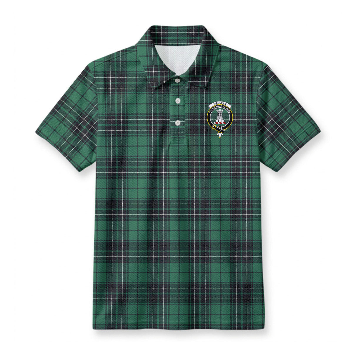 MacLean Hunting Ancient Tartan Crest Birdseye Mesh Polo Shirt