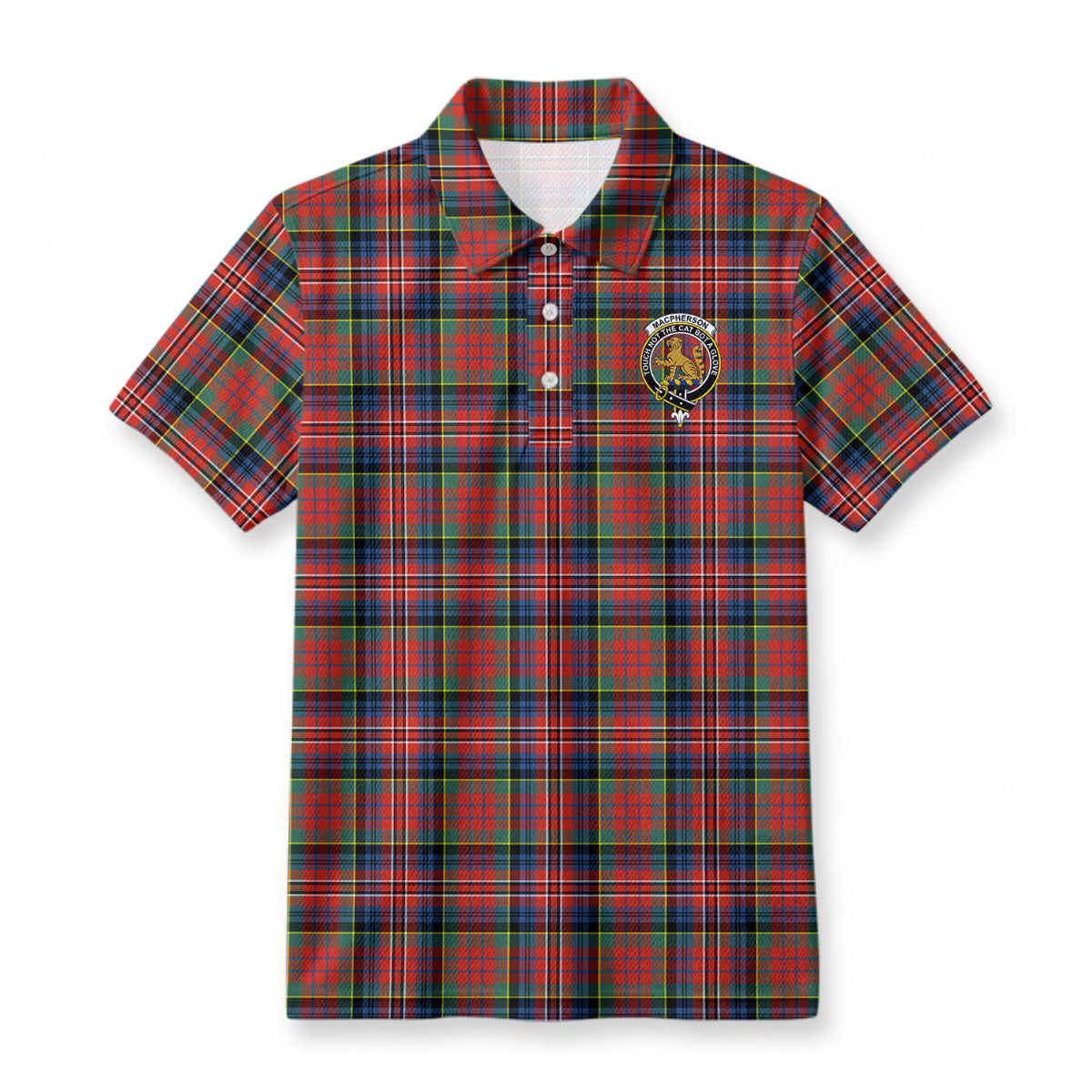 MacPherson Ancient Tartan Crest Birdseye Mesh Polo Shirt