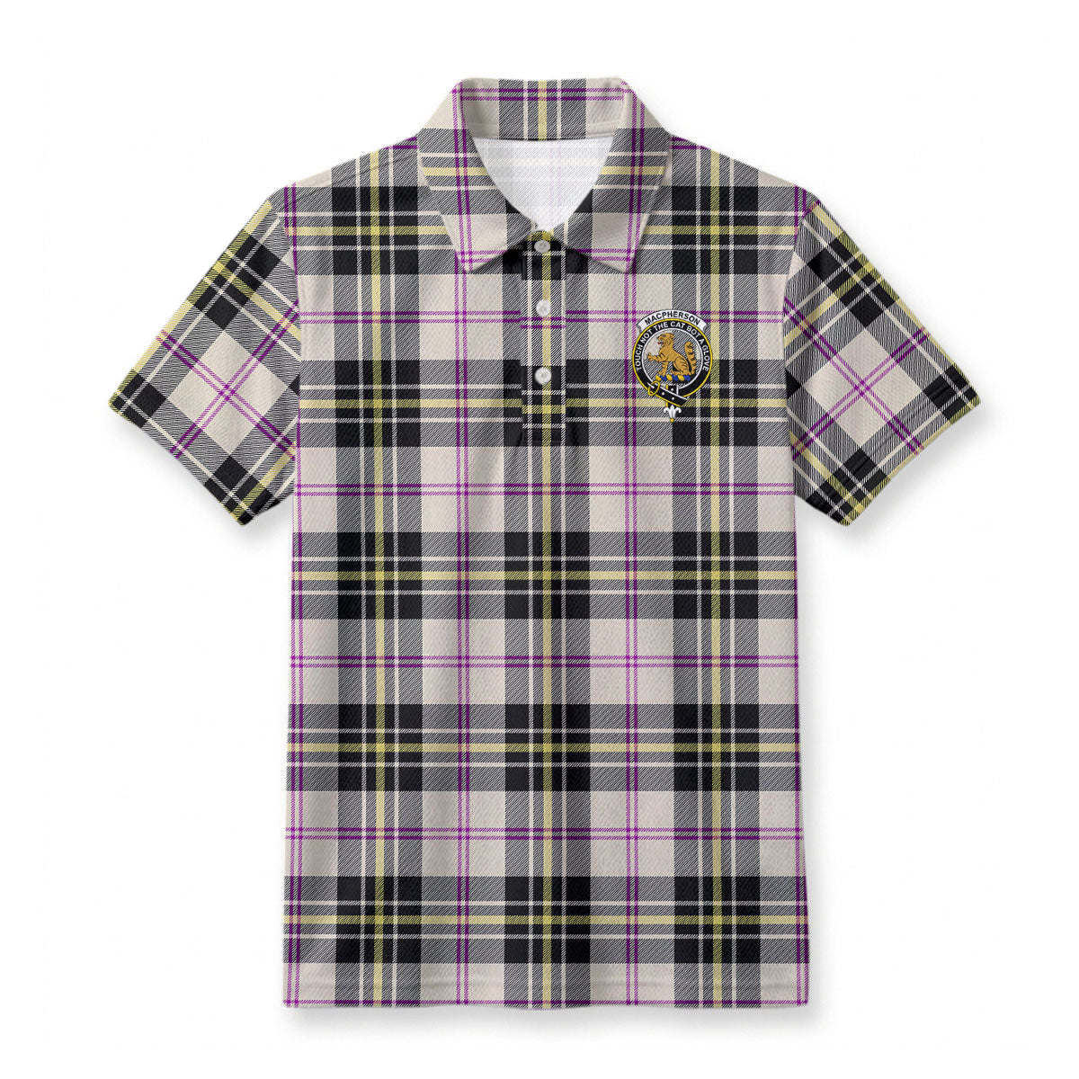 MacPherson Dress Ancient Tartan Crest Birdseye Mesh Polo Shirt