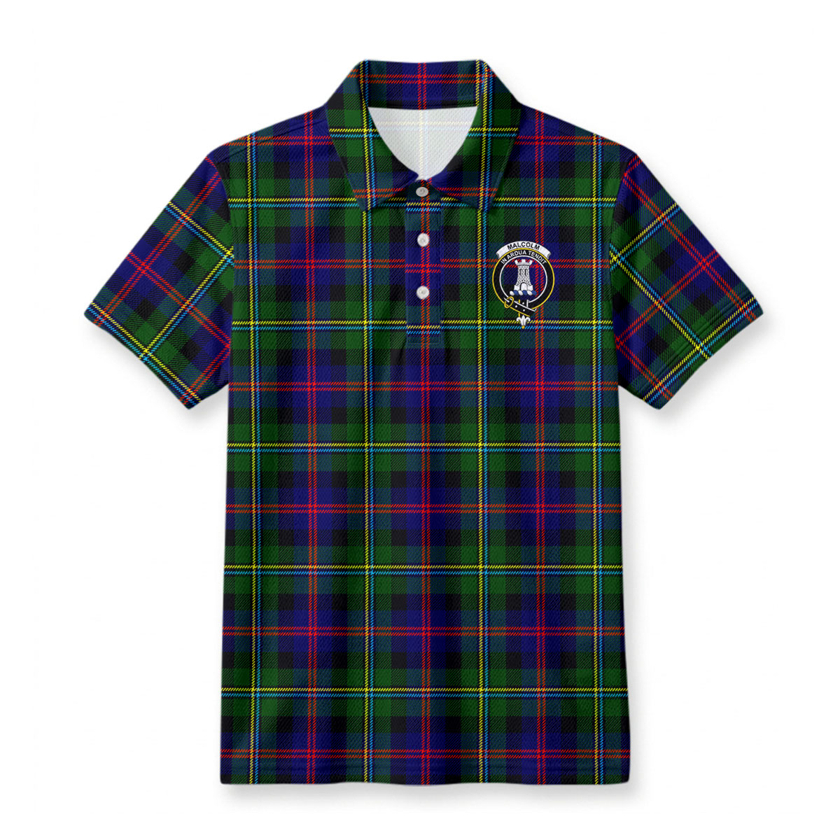 Malcolm (or MacCallum) Tartan Crest Birdseye Mesh Polo Shirt
