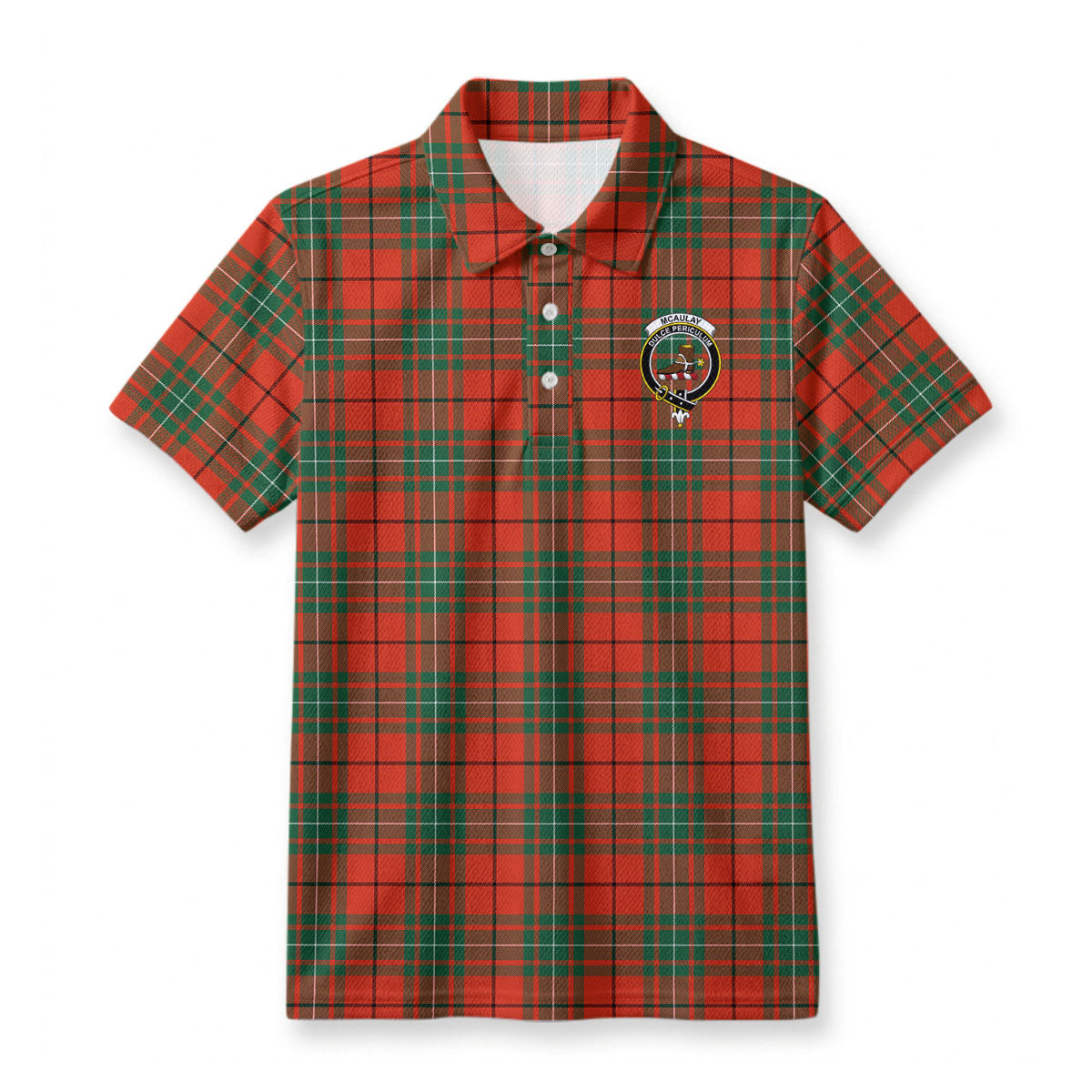 McAulay Ancient Tartan Crest Birdseye Mesh Polo Shirt