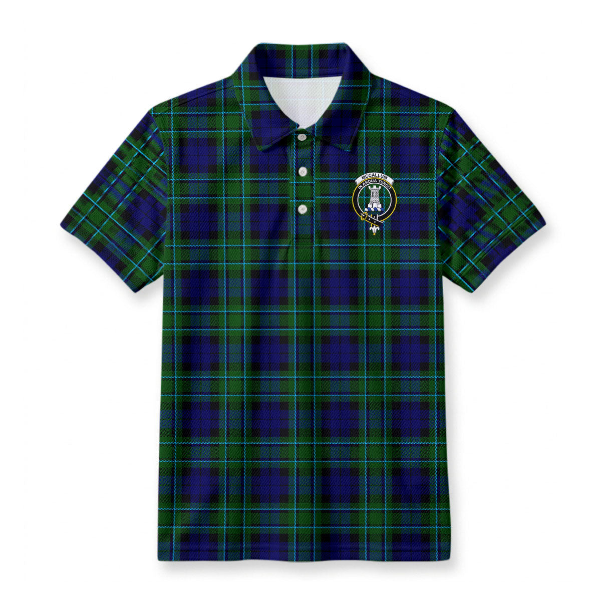 McCallum Modern Tartan Crest Birdseye Mesh Polo Shirt