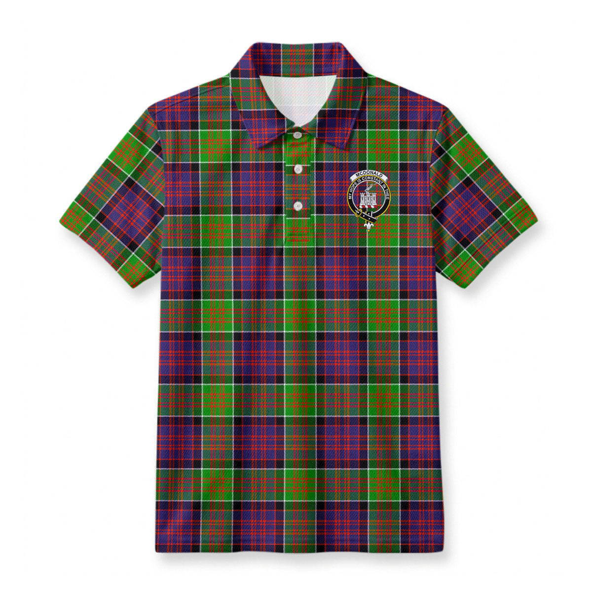McDonald (Clan Ranald) Tartan Crest Birdseye Mesh Polo Shirt