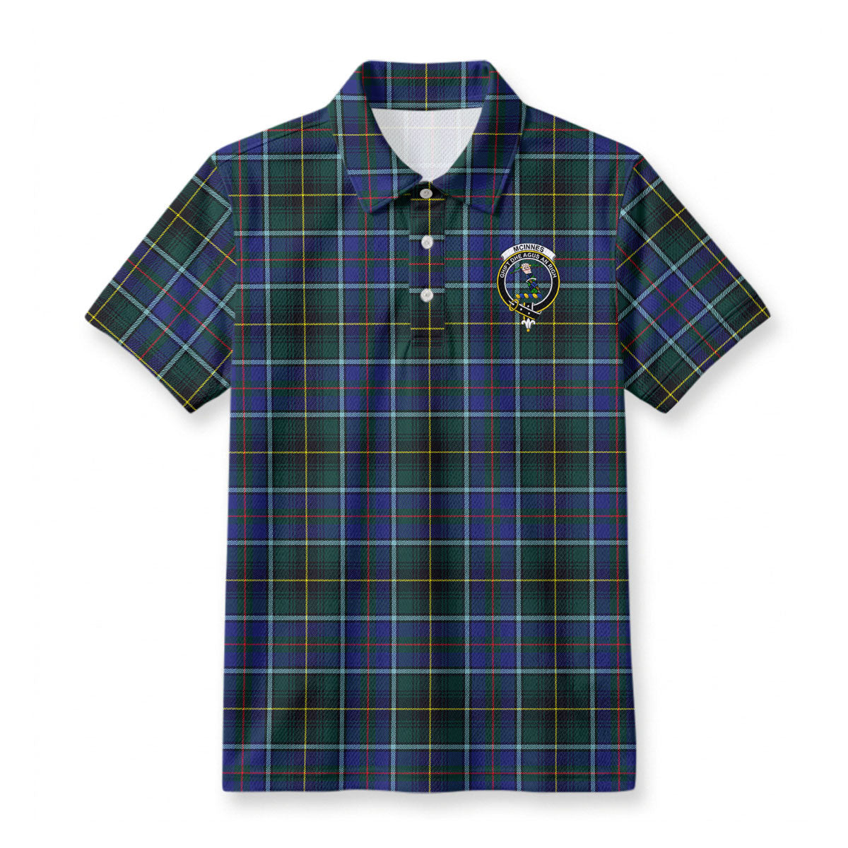 McInnes Modern Tartan Crest Birdseye Mesh Polo Shirt
