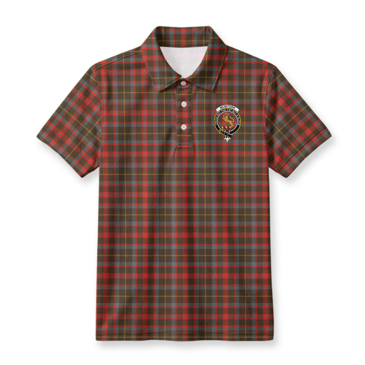 McIntosh Hunting Weathered Tartan Crest Birdseye Mesh Polo Shirt
