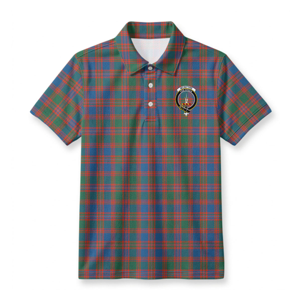 McIntyre Ancient Tartan Crest Birdseye Mesh Polo Shirt