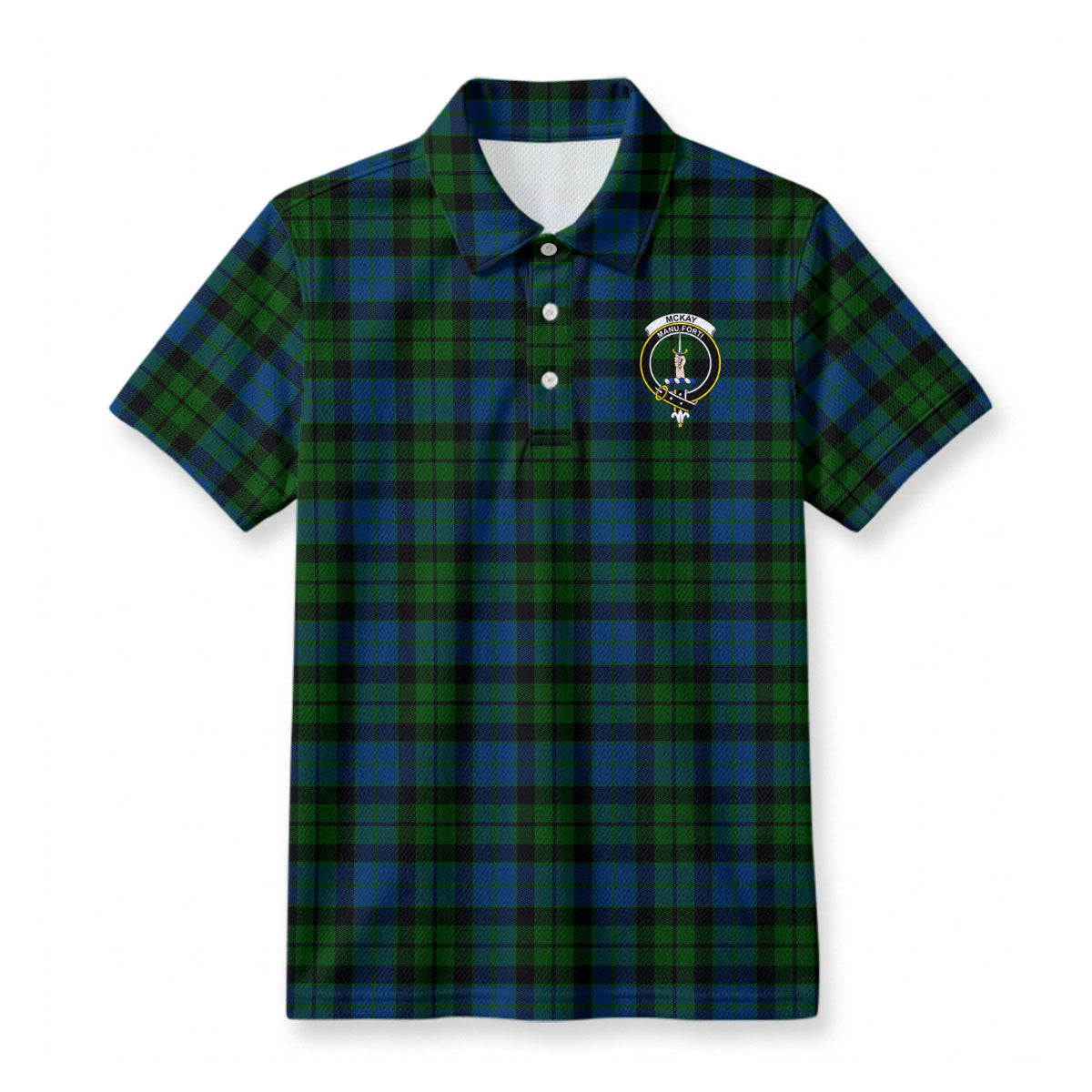McKay Modern Tartan Crest Birdseye Mesh Polo Shirt
