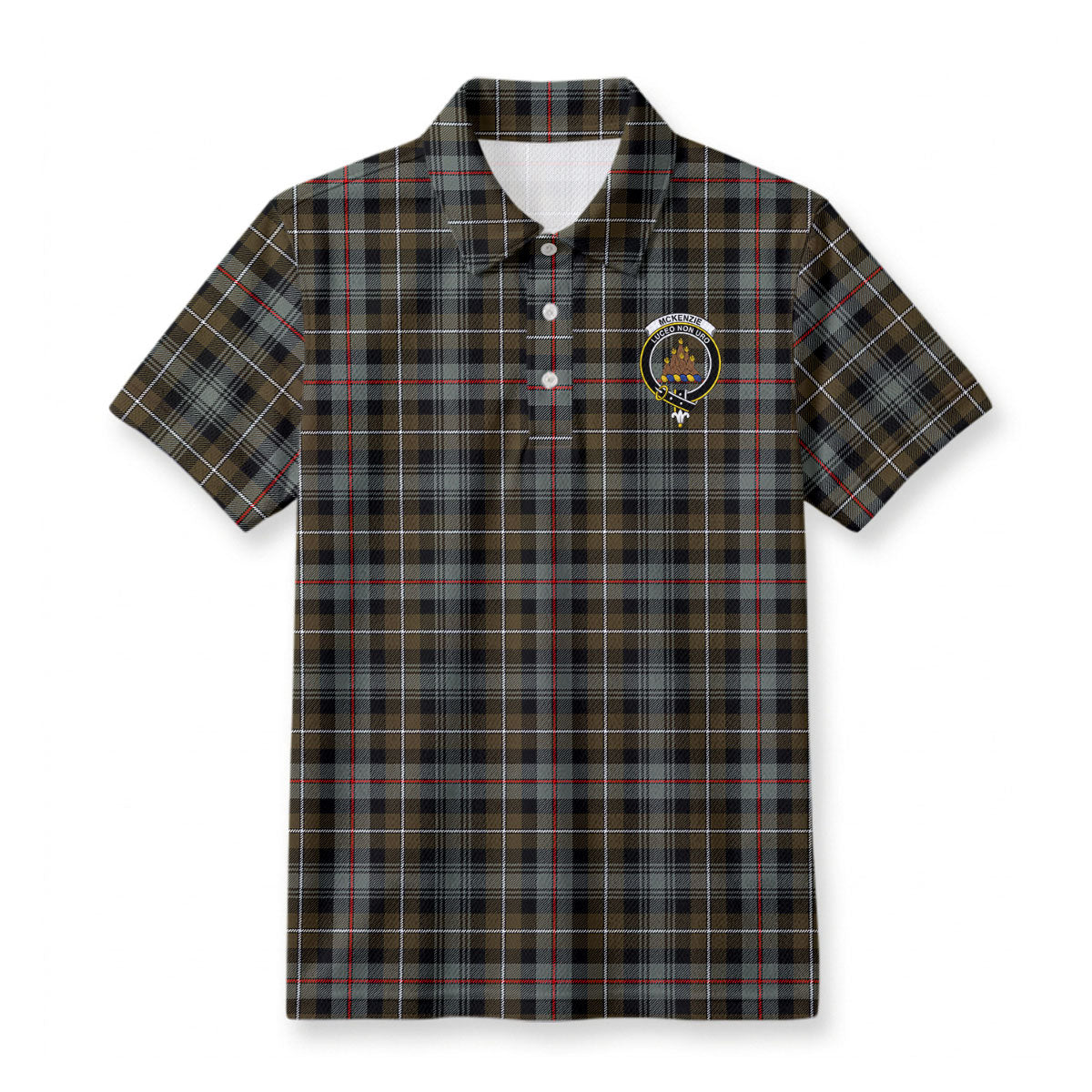 McKenzie Weathered Tartan Crest Birdseye Mesh Polo Shirt