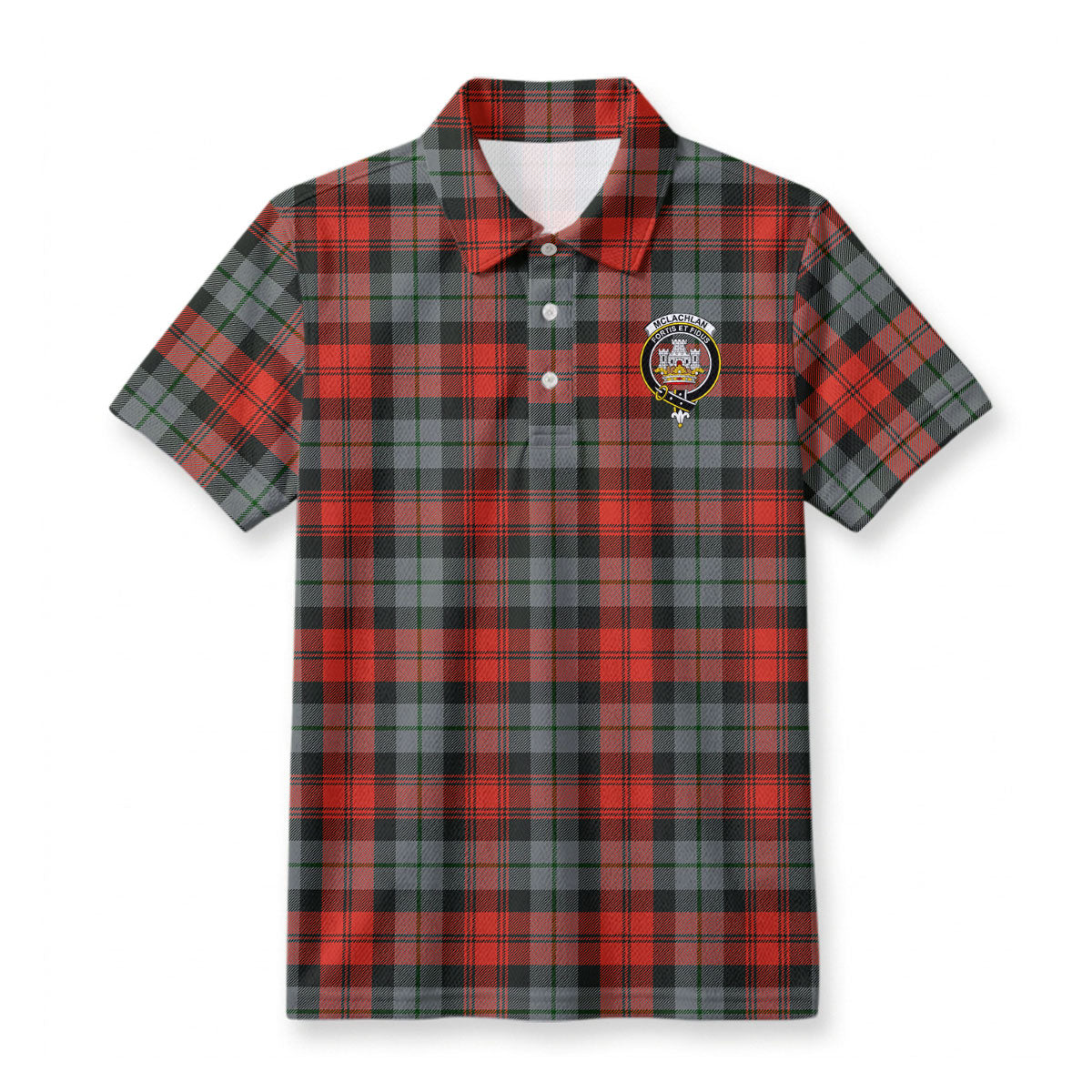 McLachlan Weathered Tartan Crest Birdseye Mesh Polo Shirt