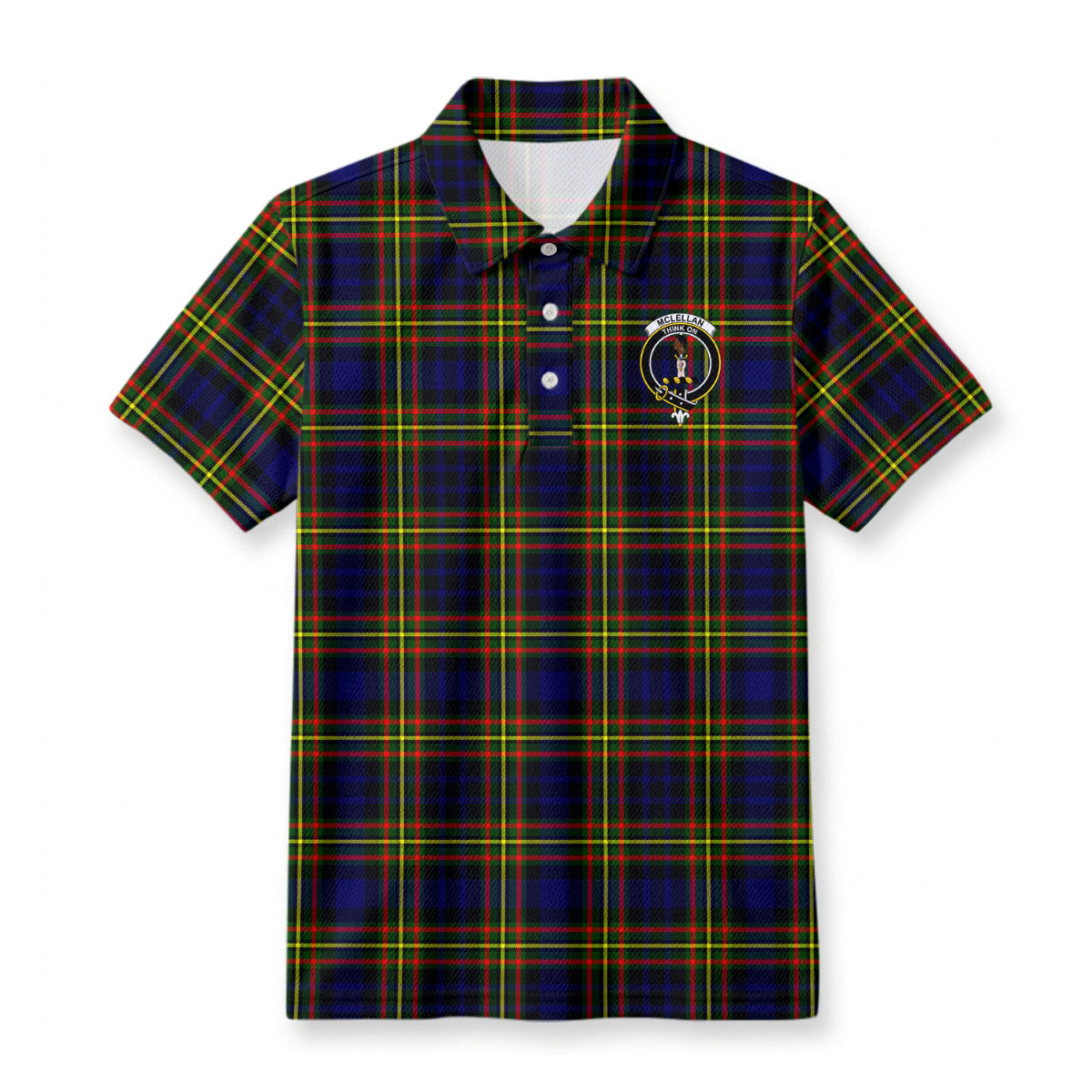 McLellan Modern Tartan Crest Birdseye Mesh Polo Shirt