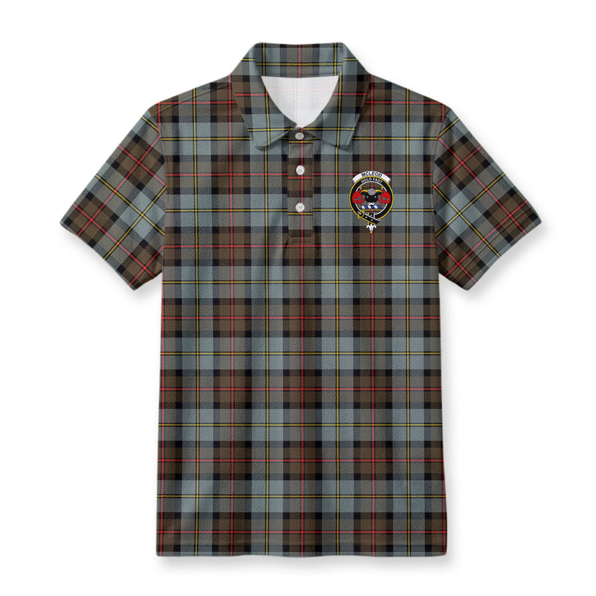 McLeod of Harris Weathered Tartan Crest Birdseye Mesh Polo Shirt