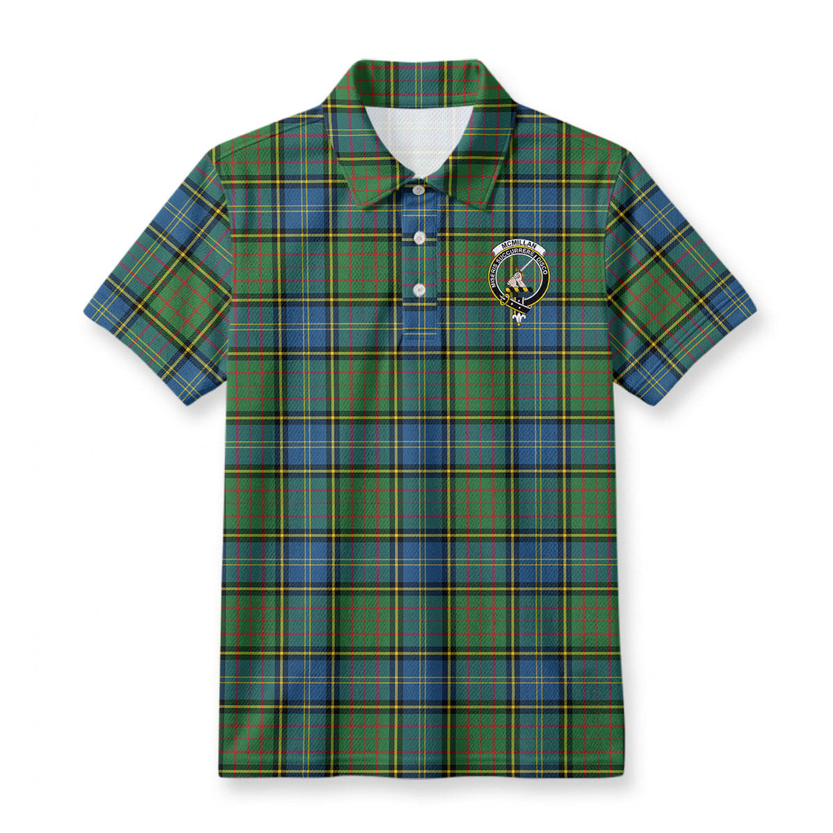 McMillan Hunting Ancient Tartan Crest Birdseye Mesh Polo Shirt