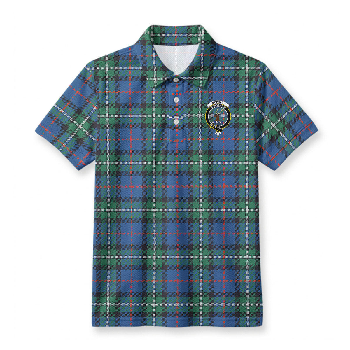 McPhail Hunting Ancient Tartan Crest Birdseye Mesh Polo Shirt