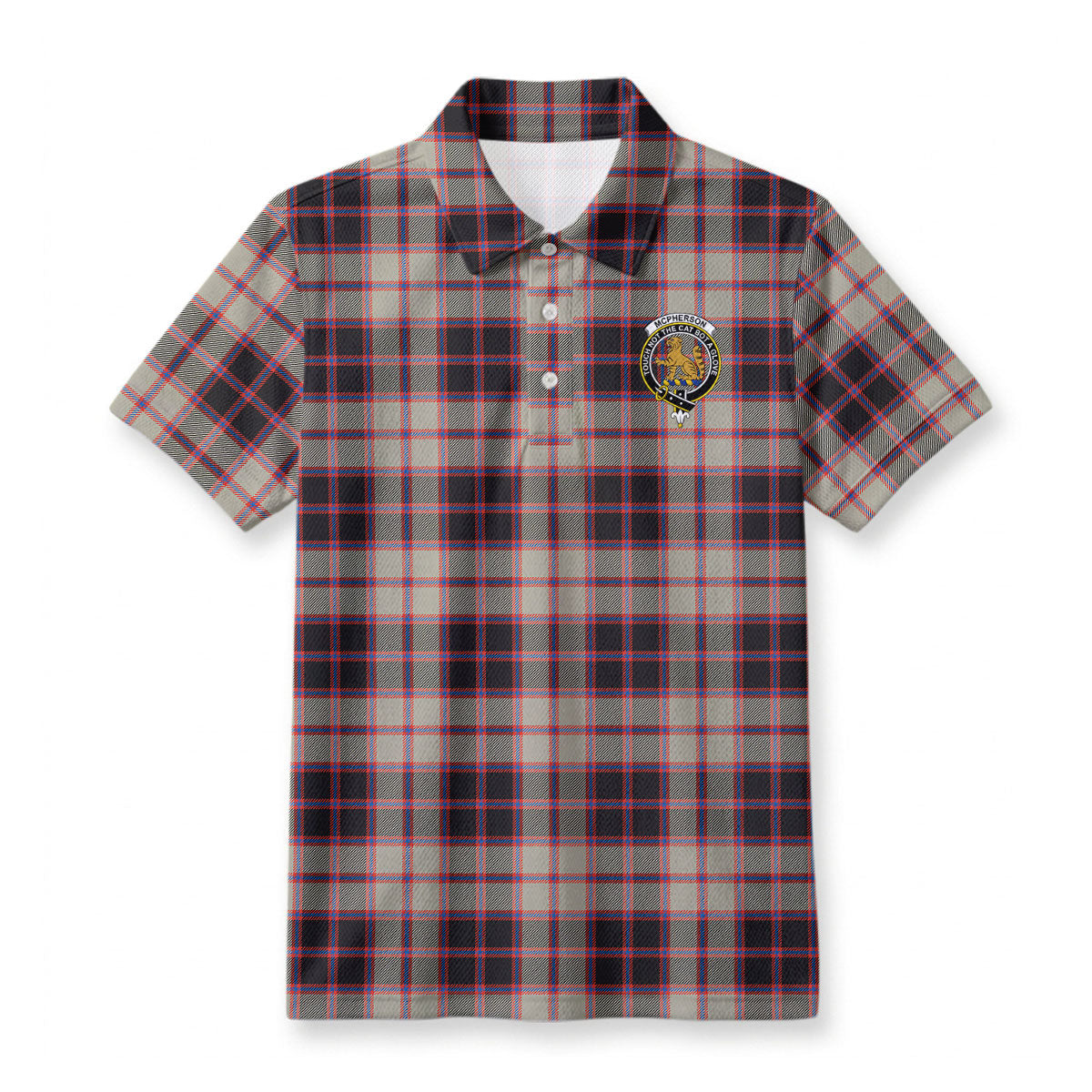 McPherson Hunting Ancient Tartan Crest Birdseye Mesh Polo Shirt