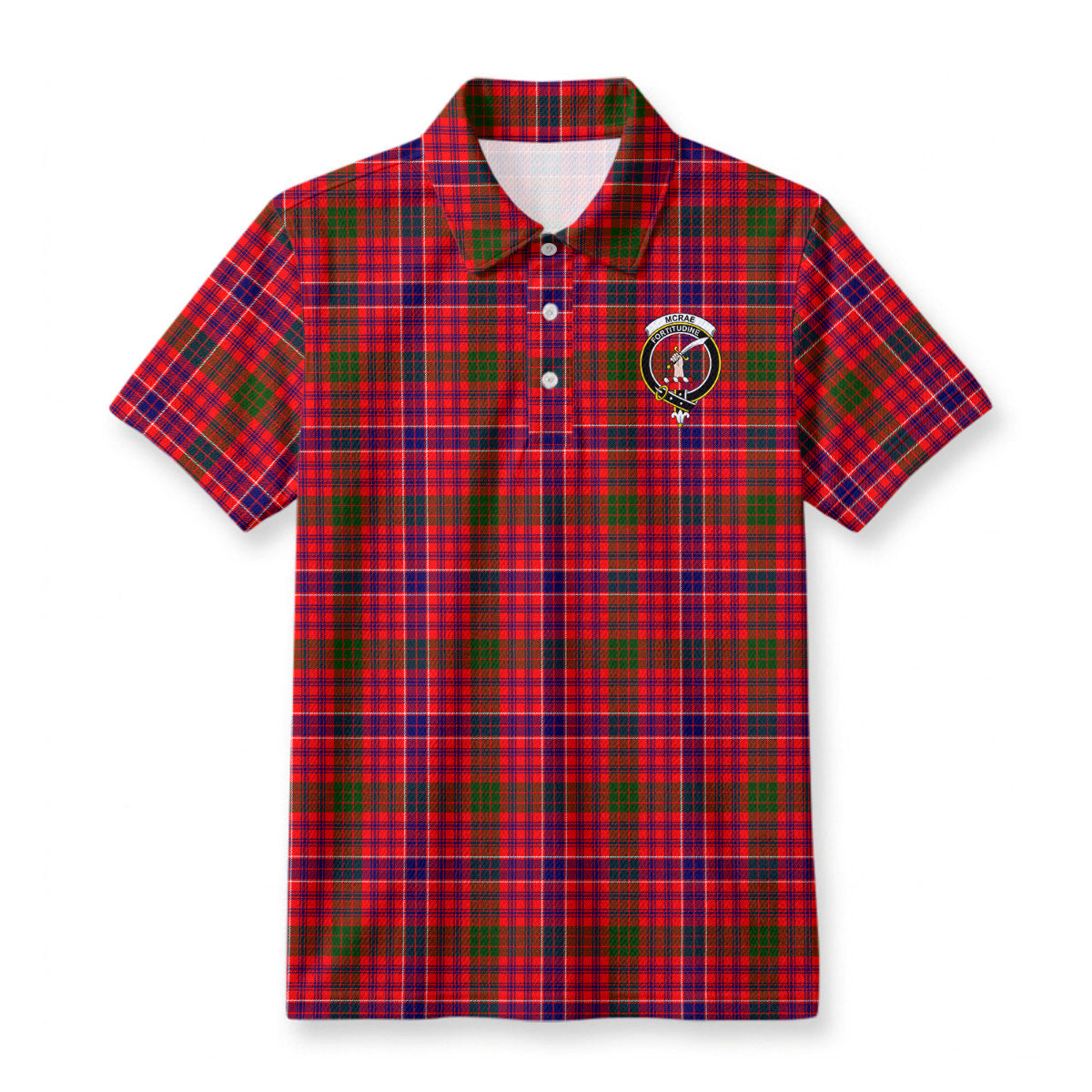 McRae Modern Tartan Crest Birdseye Mesh Polo Shirt