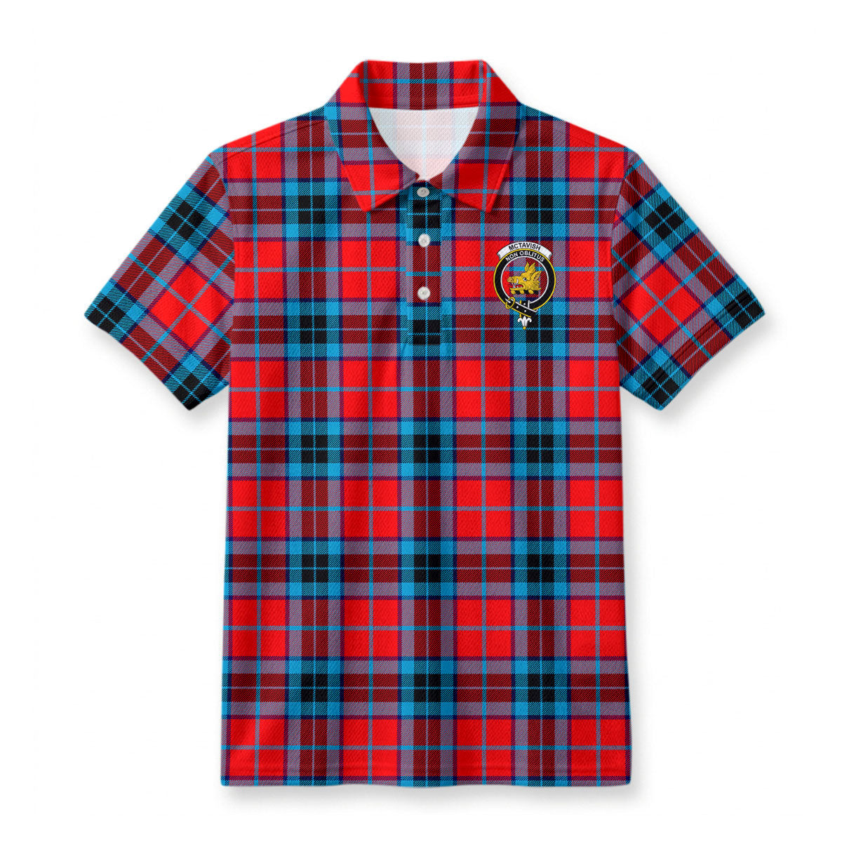 McTavish Modern Tartan Crest Birdseye Mesh Polo Shirt